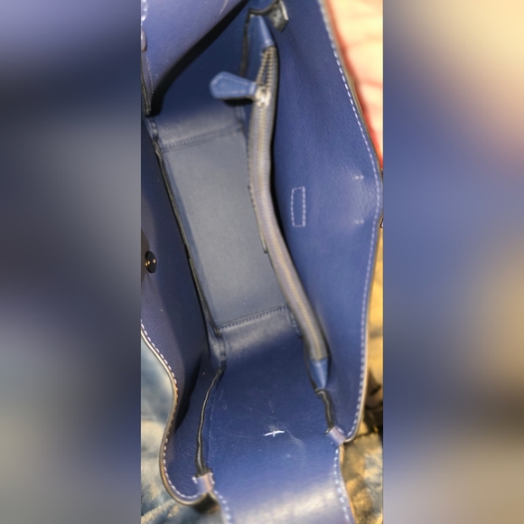 Coach Navy Blue Suede Shoulder Bag - Picture 7 of 9